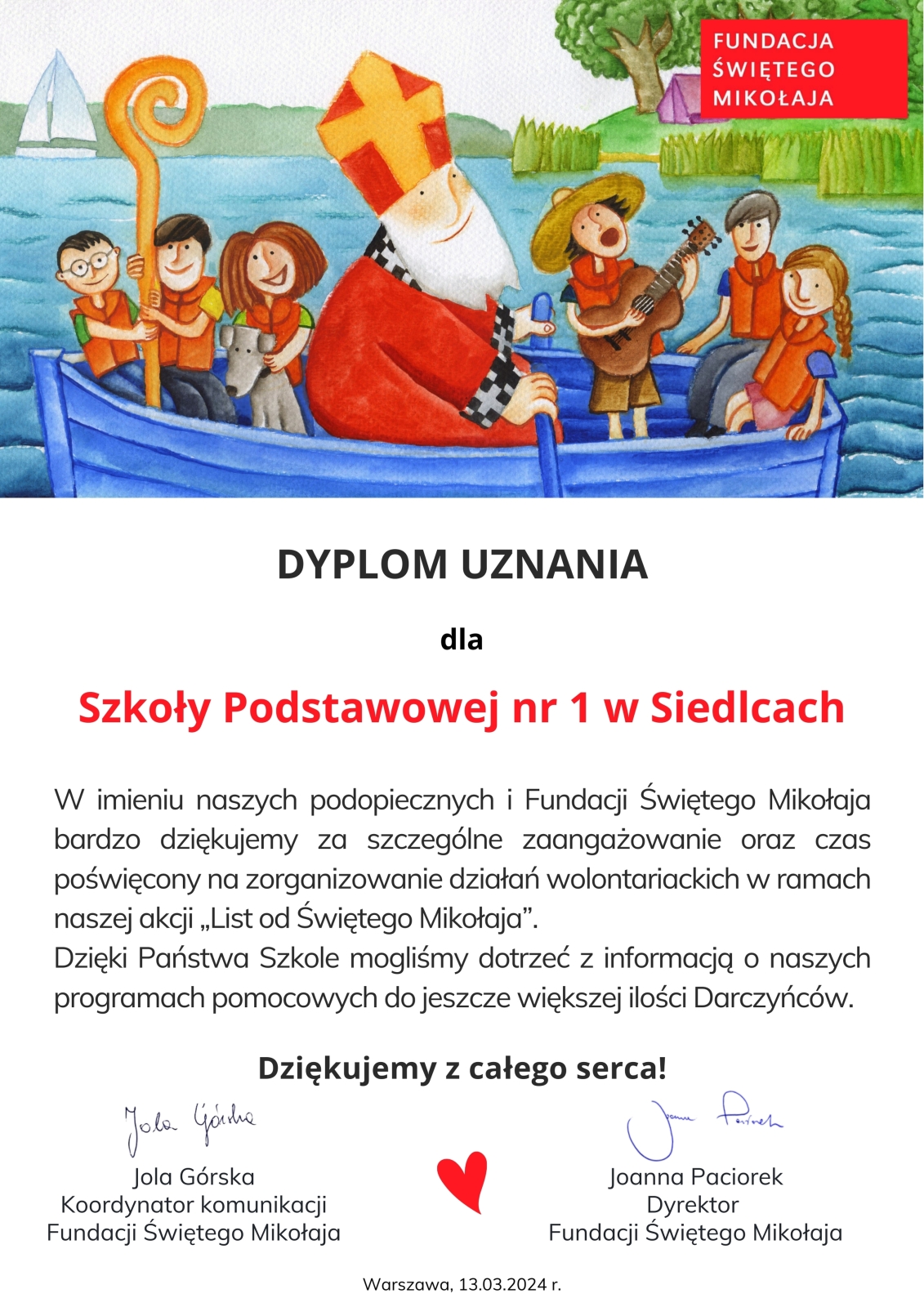 Podziękowania wolontariusze KOPIAA - 7
